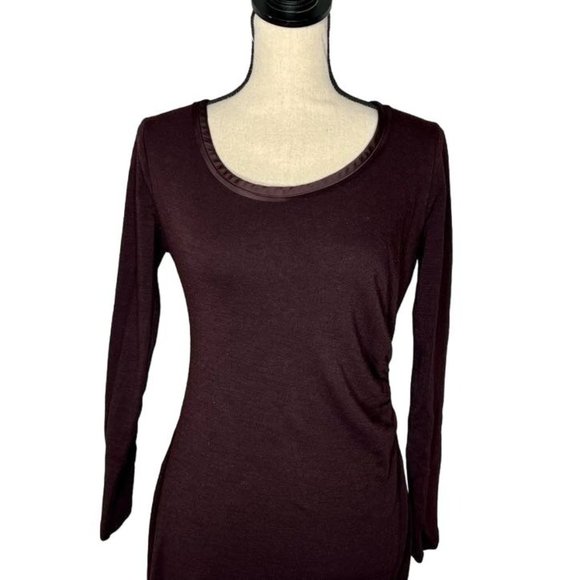 Ann Taylor Brown Scoop Neck Long Sleeve Knit Mini Dress Women's Size 10 - Picture 2 of 8